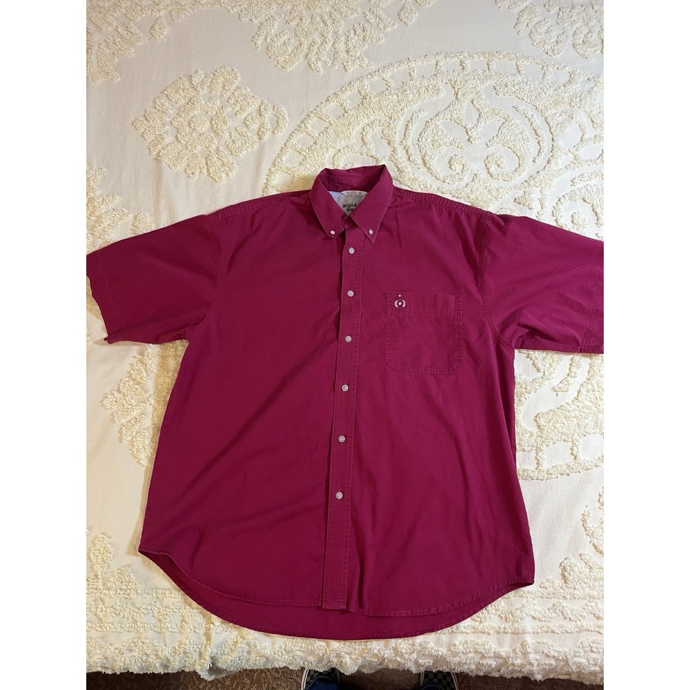 VTG 90s Bugle Boy Classics Short Sleeve Button Down Shirt Mens XL Deep Red